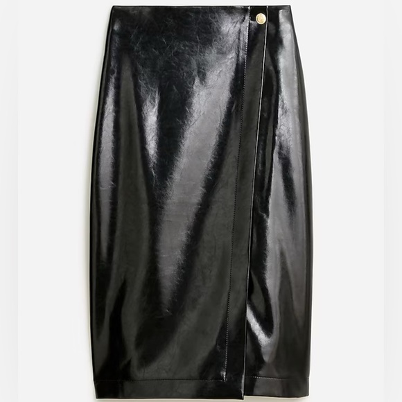 J. Crew Dresses & Skirts - J. Crew Collection wrap skirt in faux patent leather